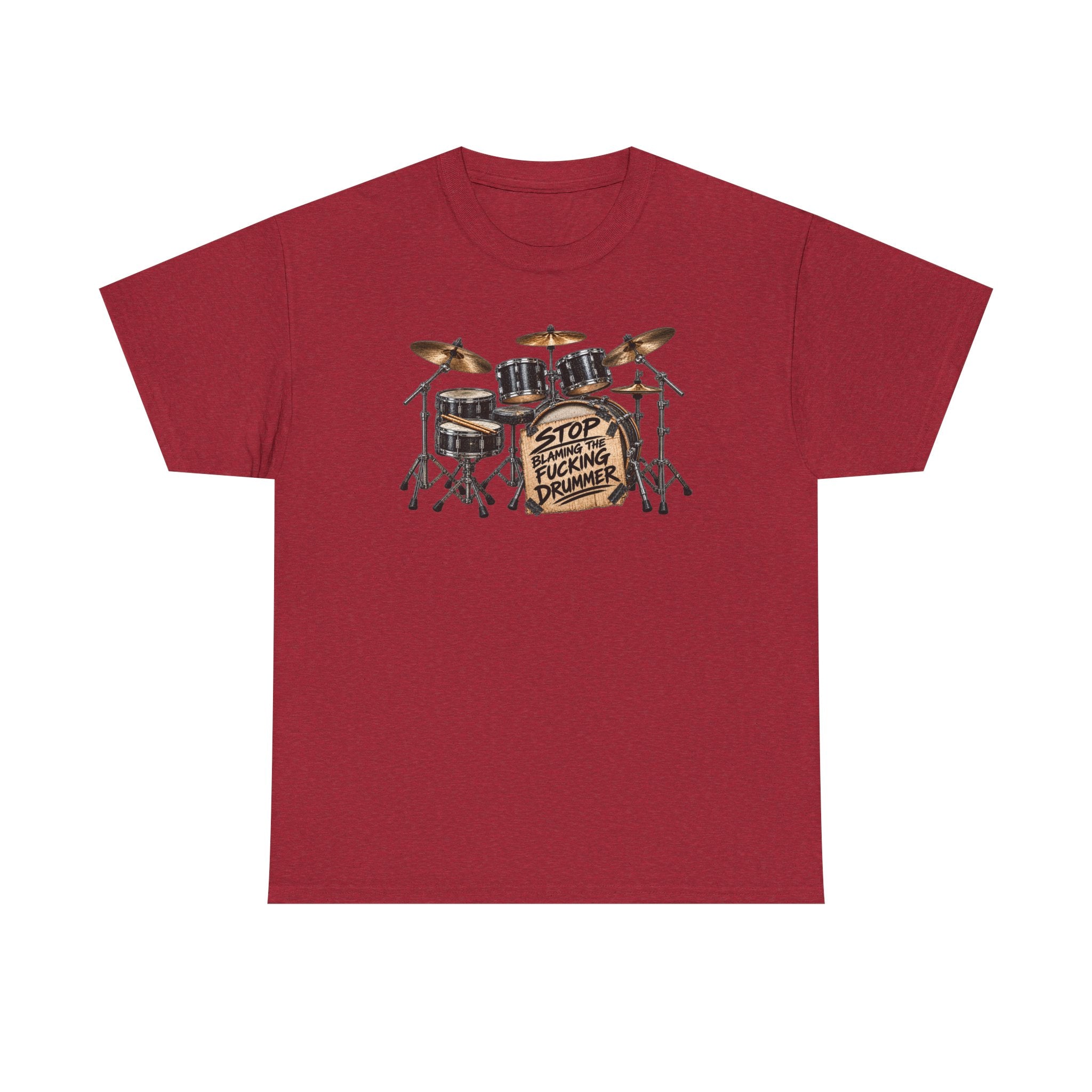 Drummer Protest T-Shirt — "Stop Fucking Drummer" Drum Kit Tee