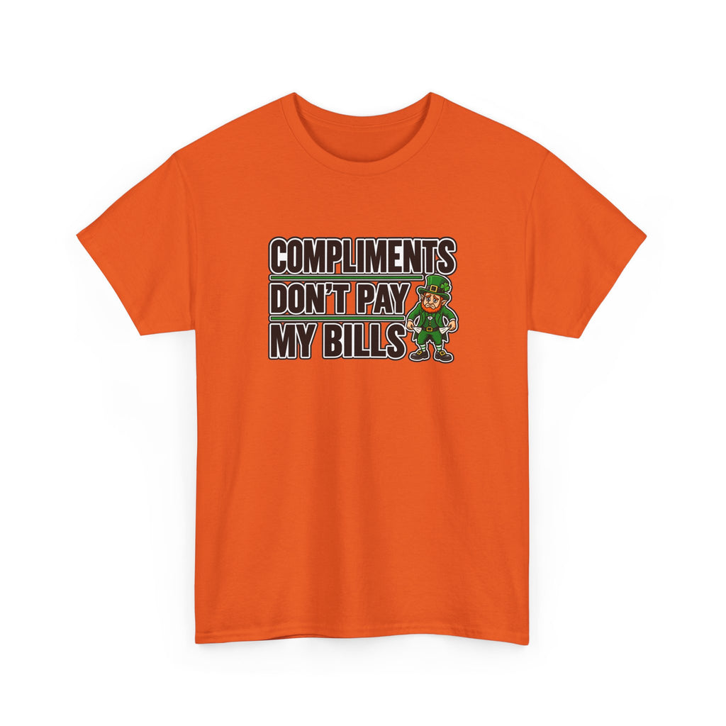 Tip Your Bartender Tee — "Compliments Don't Pay My Bills" leprechaun
