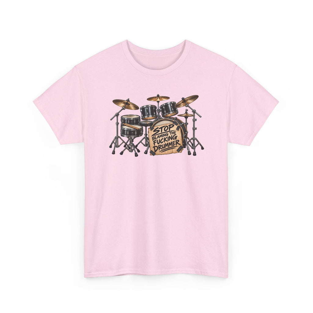 Drummer Protest T-Shirt — "Stop Fucking Drummer" Drum Kit Tee