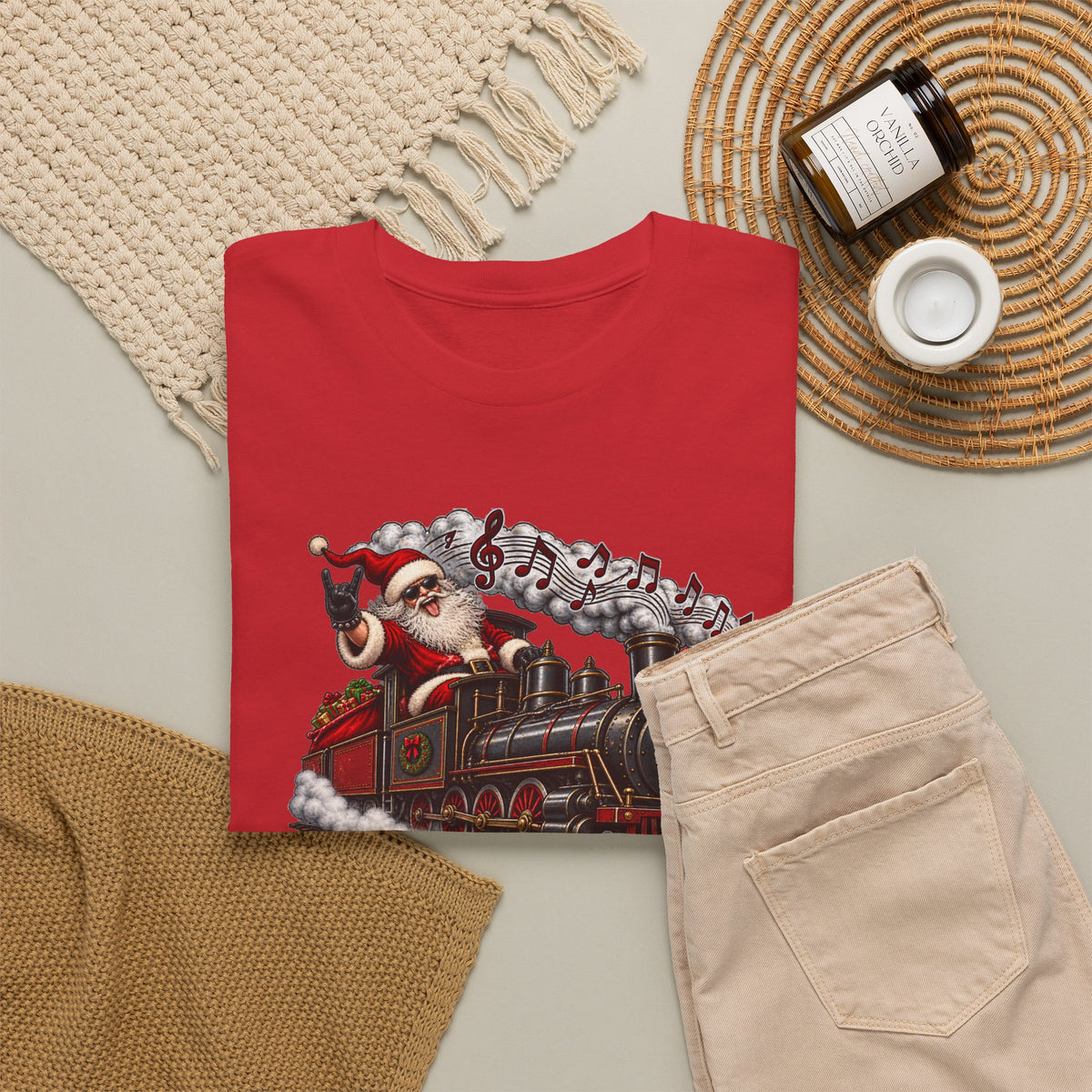 Christmas Train Santa Graphic T-Shirt