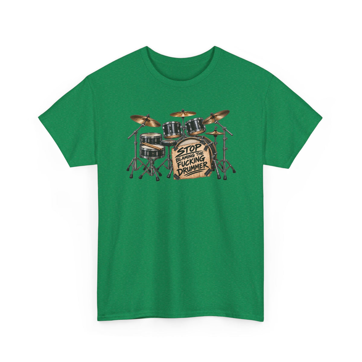 Drummer Protest T-Shirt — "Stop Fucking Drummer" Drum Kit Tee