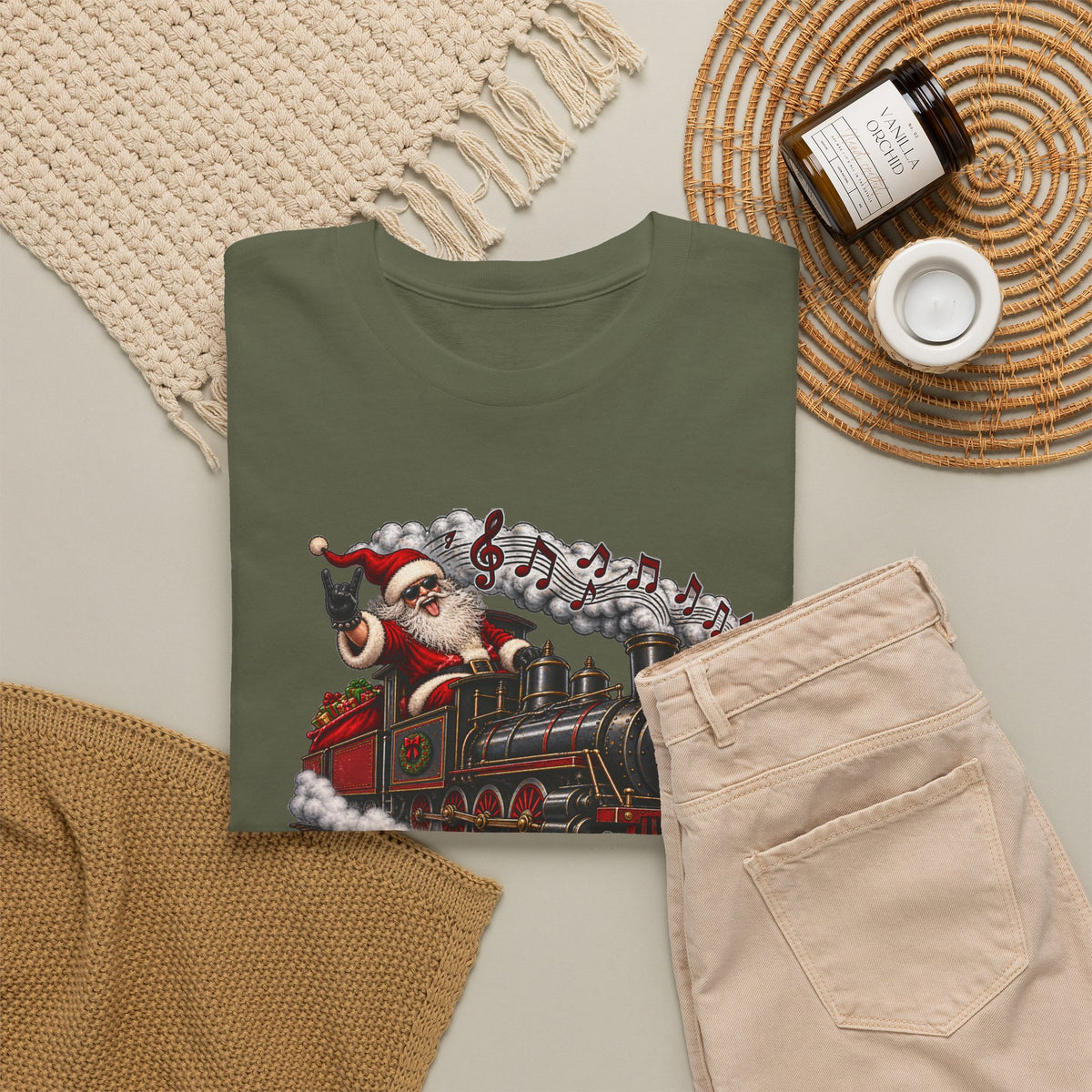 Christmas Train Santa Graphic T-Shirt