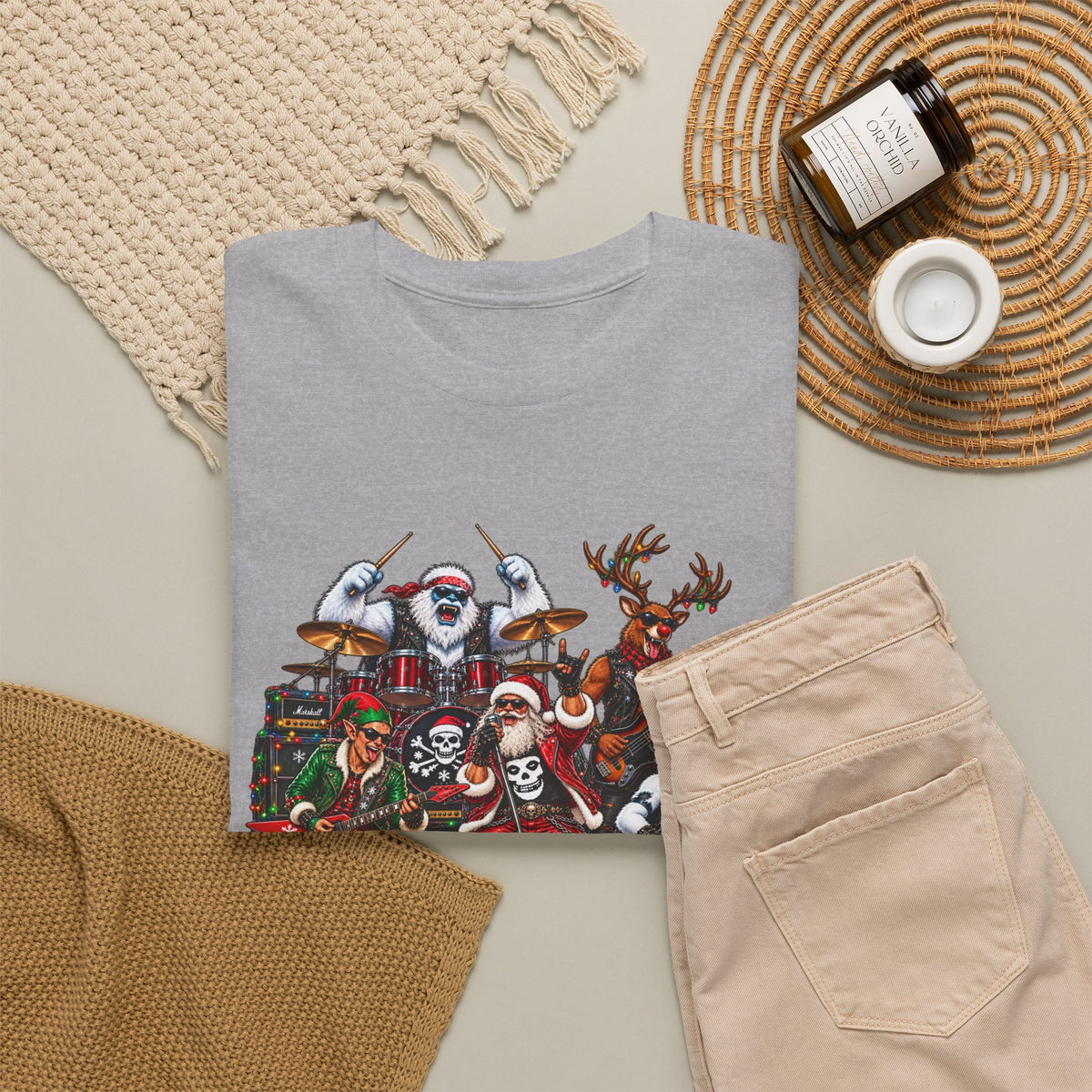 Festive Christmas Reindeer and Santa Crew T-Shirt
