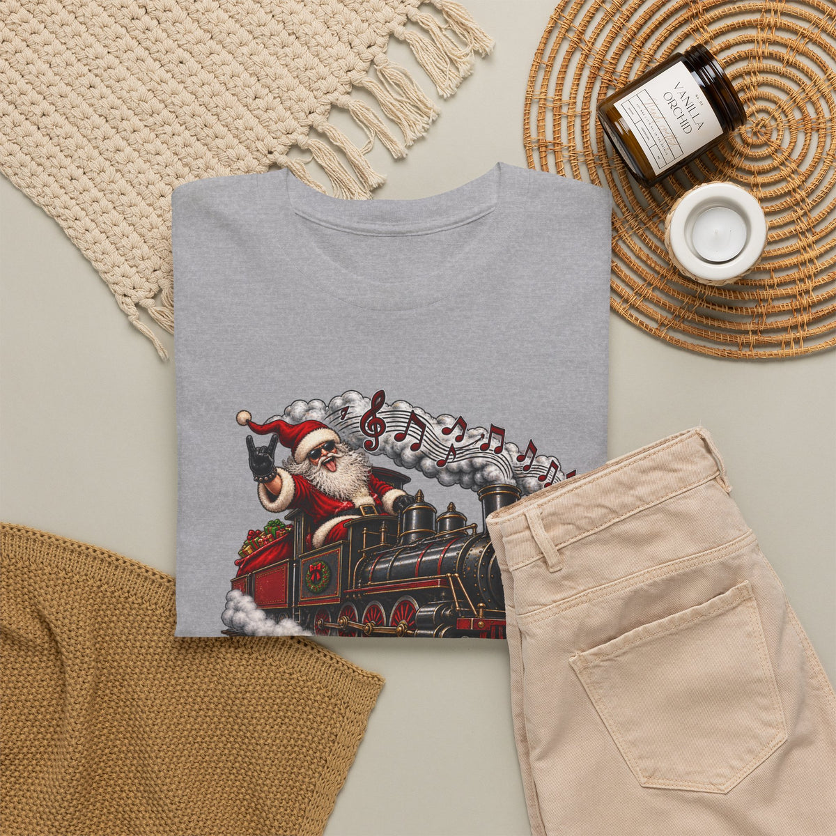 Christmas Train Santa Graphic T-Shirt
