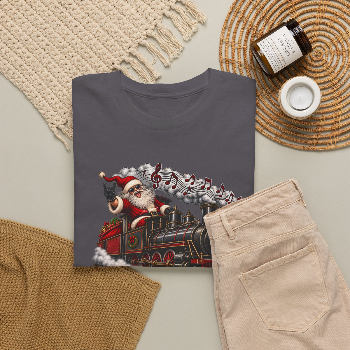 Christmas Train Santa Graphic T-Shirt