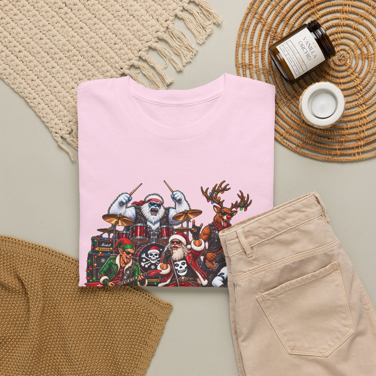 Festive Christmas Reindeer and Santa Crew T-Shirt
