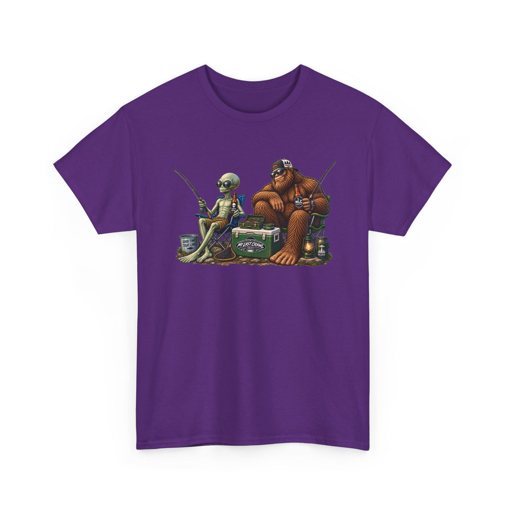 Alien and Bigfoot Fishing and drinking
