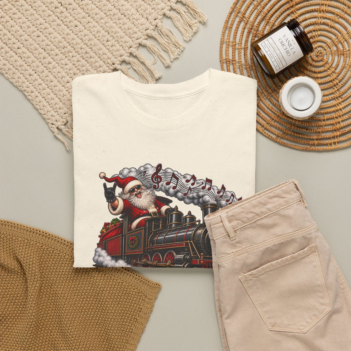 Christmas Train Santa Graphic T-Shirt
