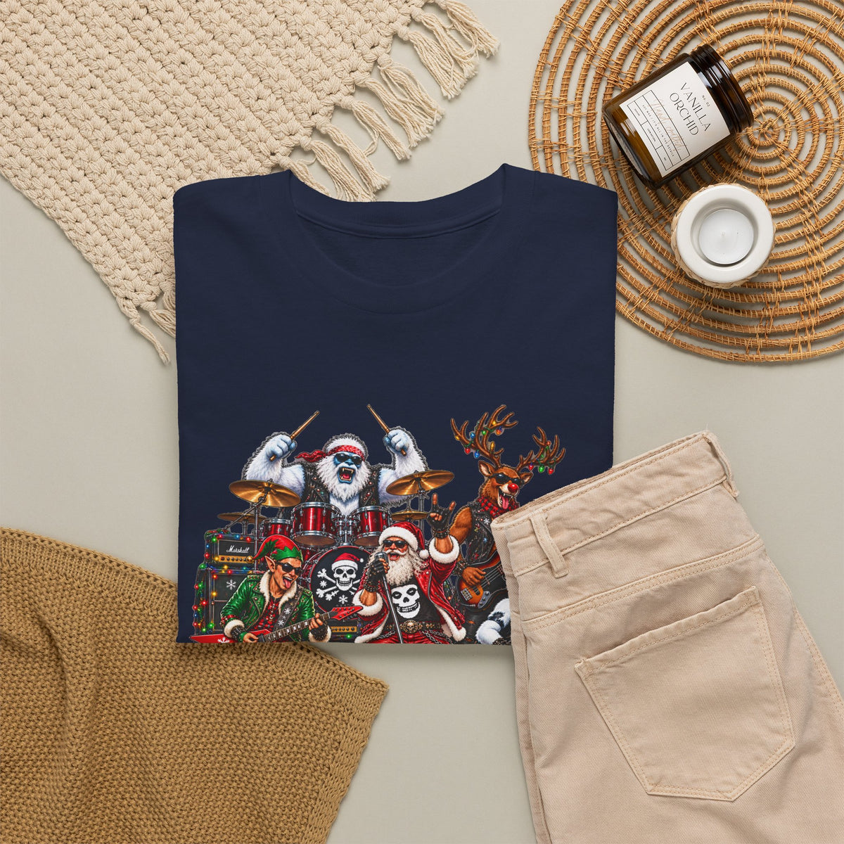 Festive Christmas Reindeer and Santa Crew T-Shirt