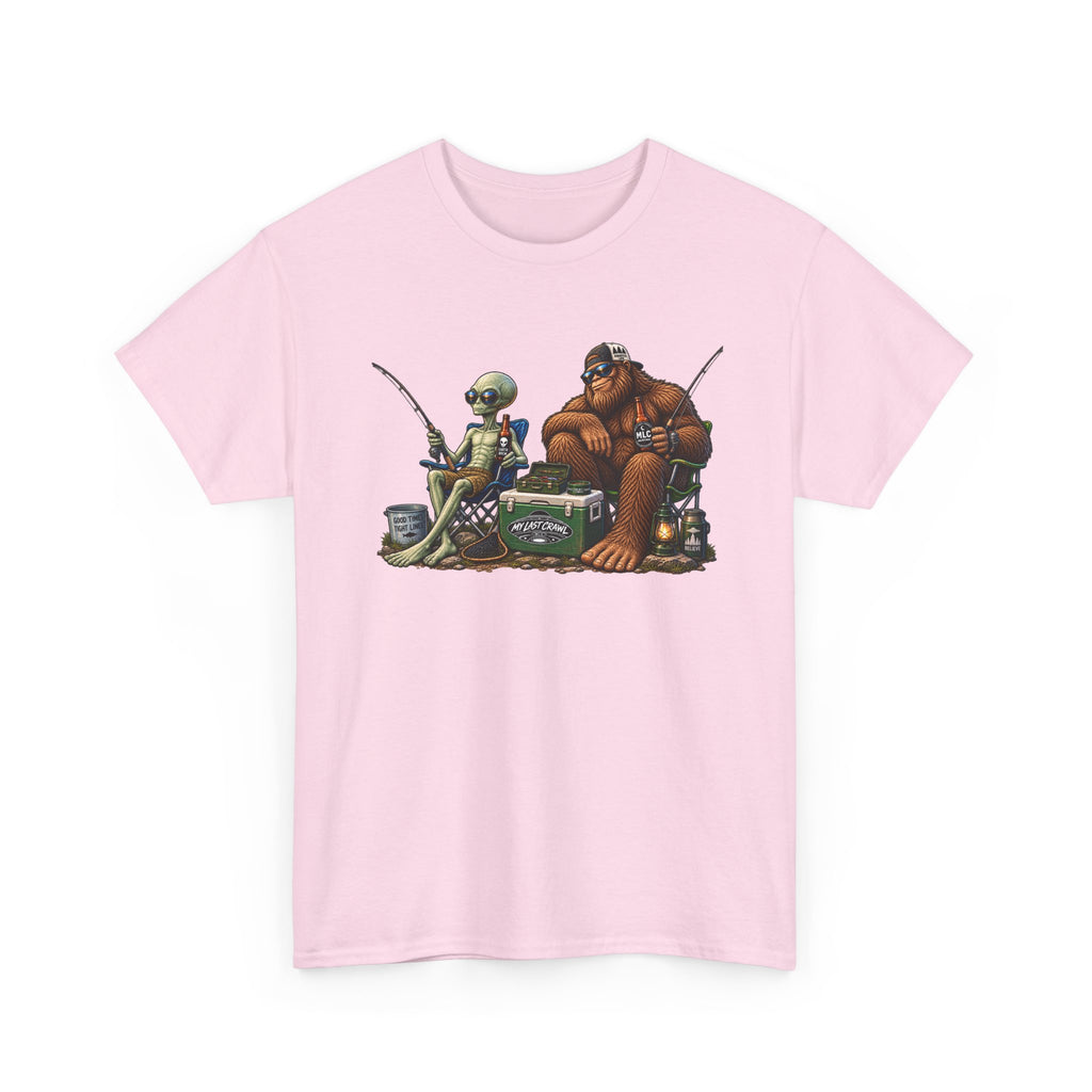Alien and Bigfoot Fishing and drinking