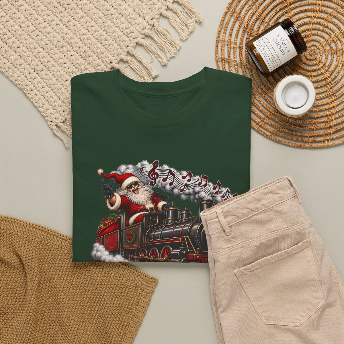 Christmas Train Santa Graphic T-Shirt