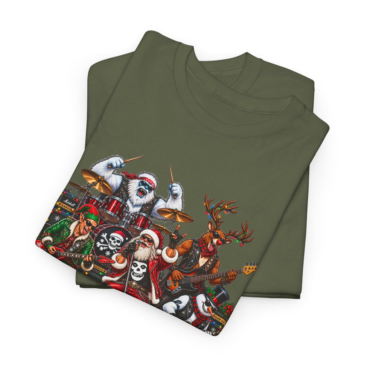 Festive Christmas Reindeer and Santa Crew T-Shirt