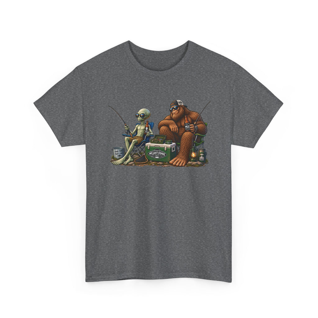 Alien and Bigfoot Fishing and drinking
