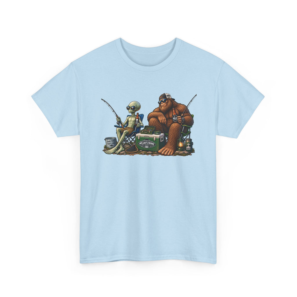 Alien and Bigfoot Fishing and drinking