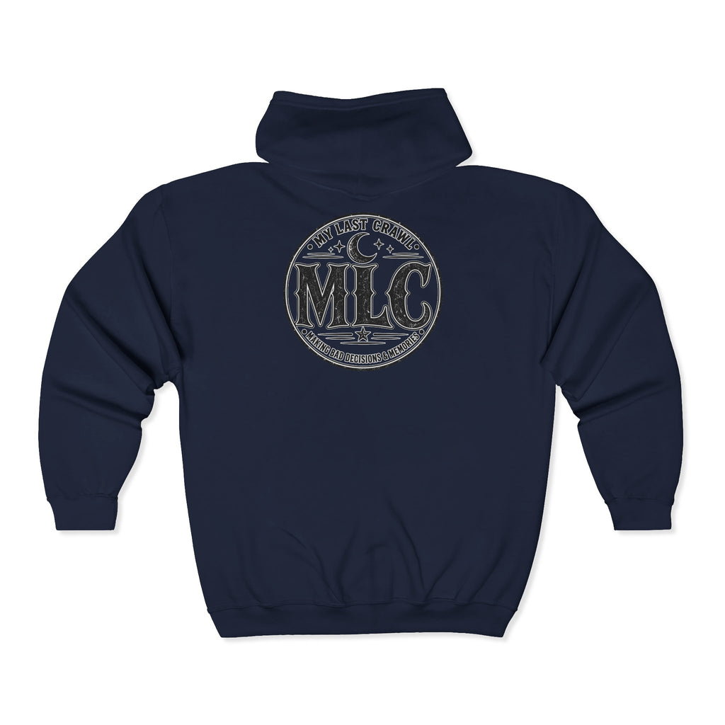 MLC Circle Logo Zip Hoodie - Vintage Moon & Stars Design