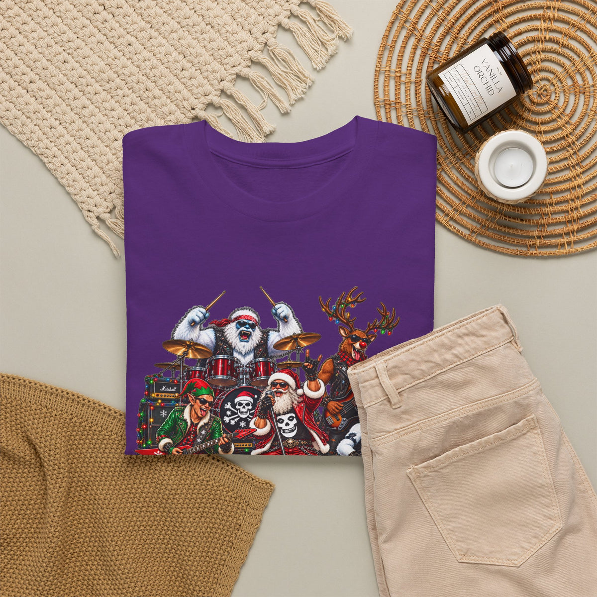 Festive Christmas Reindeer and Santa Crew T-Shirt