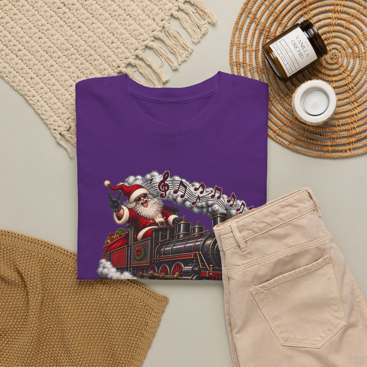 Christmas Train Santa Graphic T-Shirt