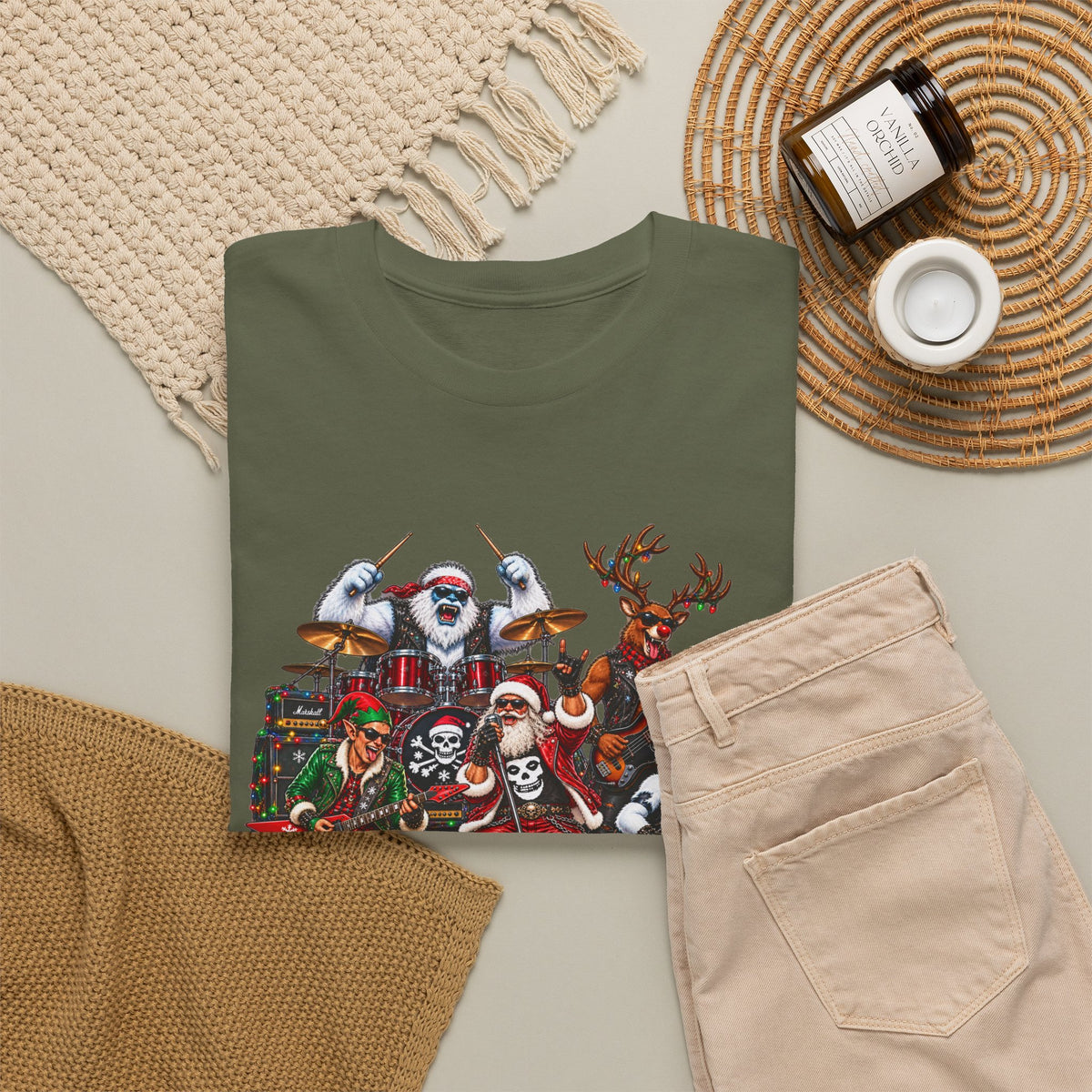 Festive Christmas Reindeer and Santa Crew T-Shirt