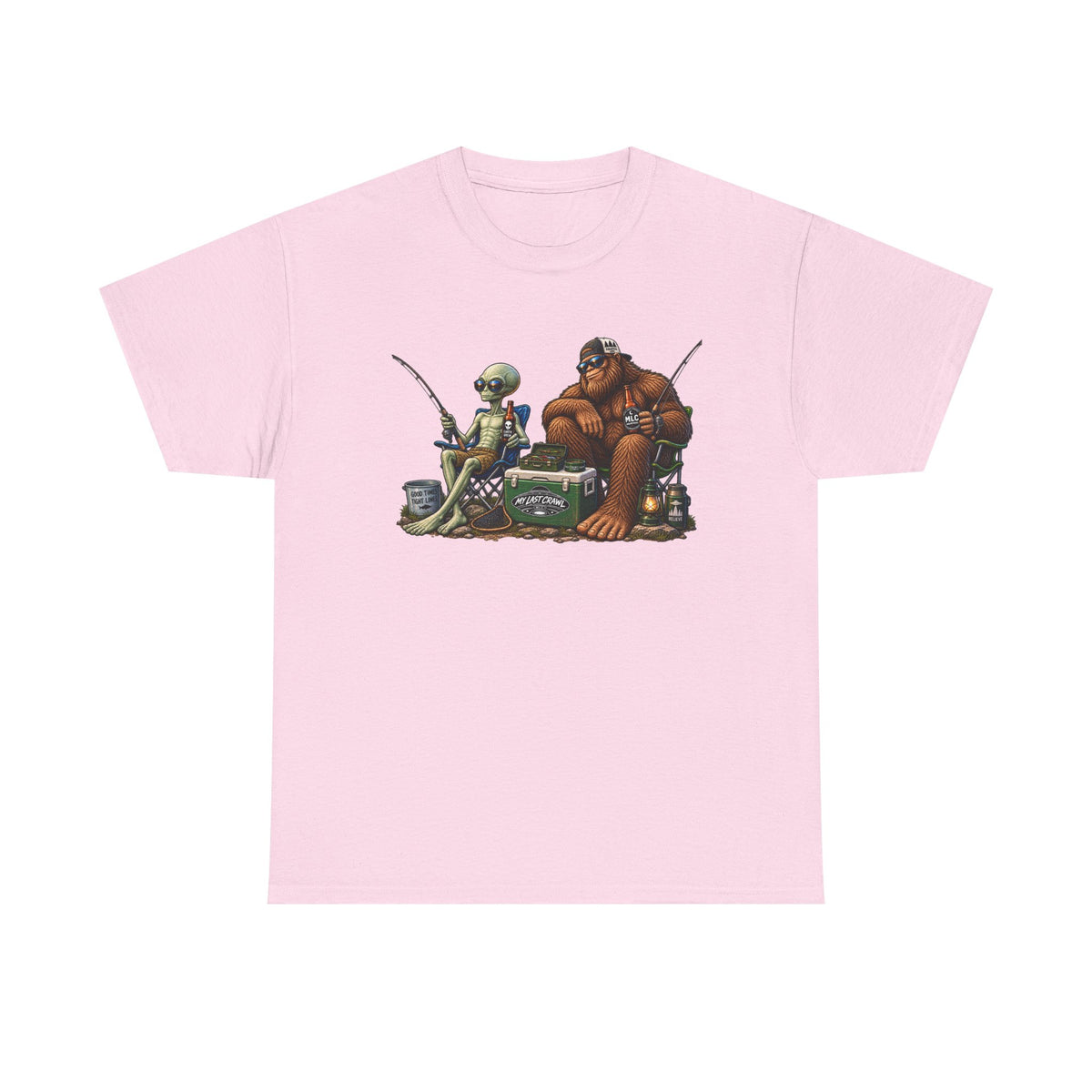 Alien and Bigfoot Fishing and drinking