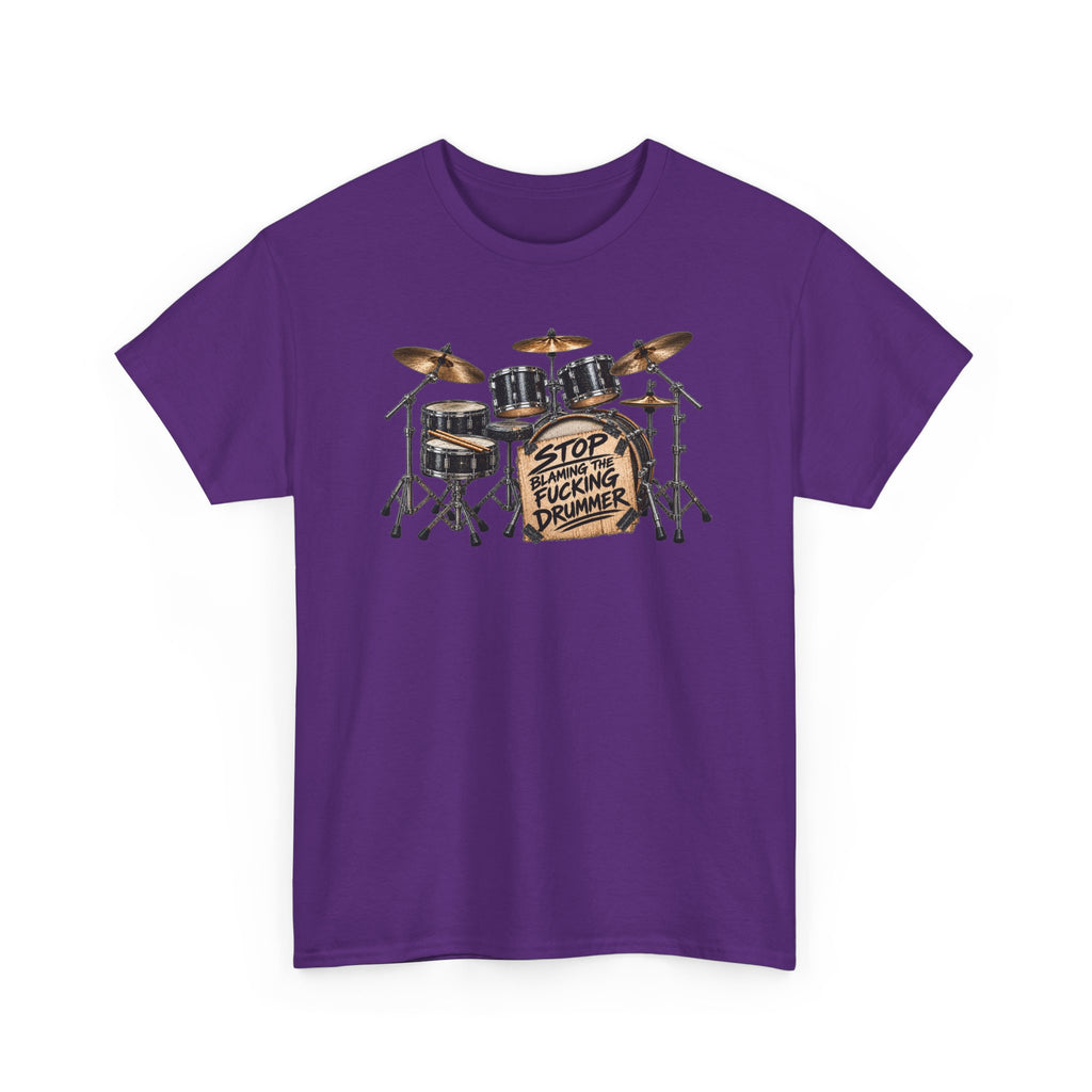 Drummer Protest T-Shirt — "Stop Fucking Drummer" Drum Kit Tee