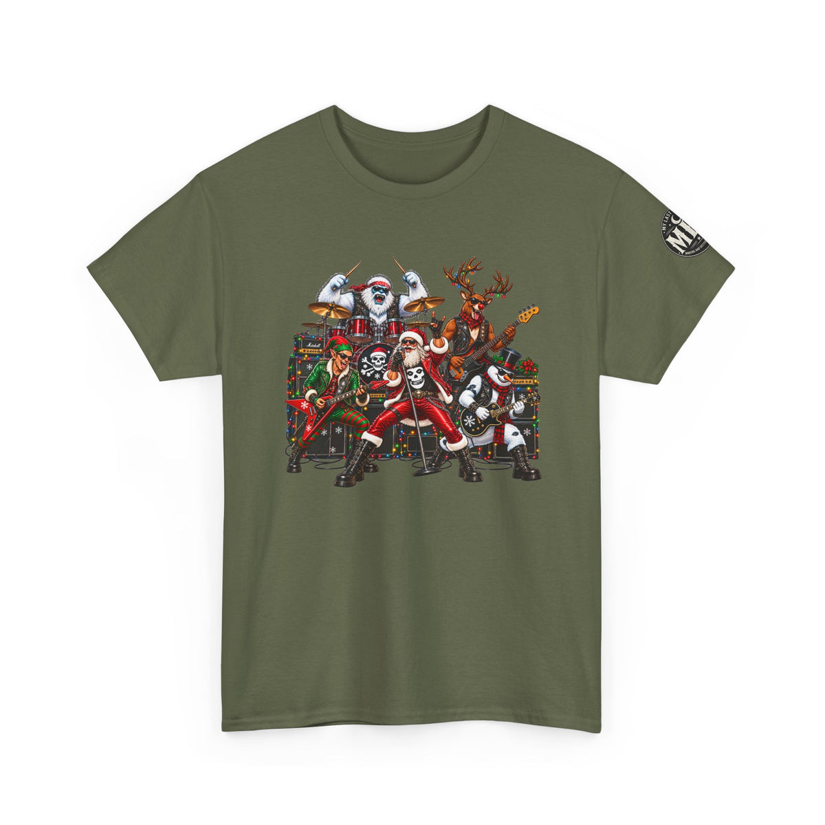 Festive Christmas Reindeer and Santa Crew T-Shirt